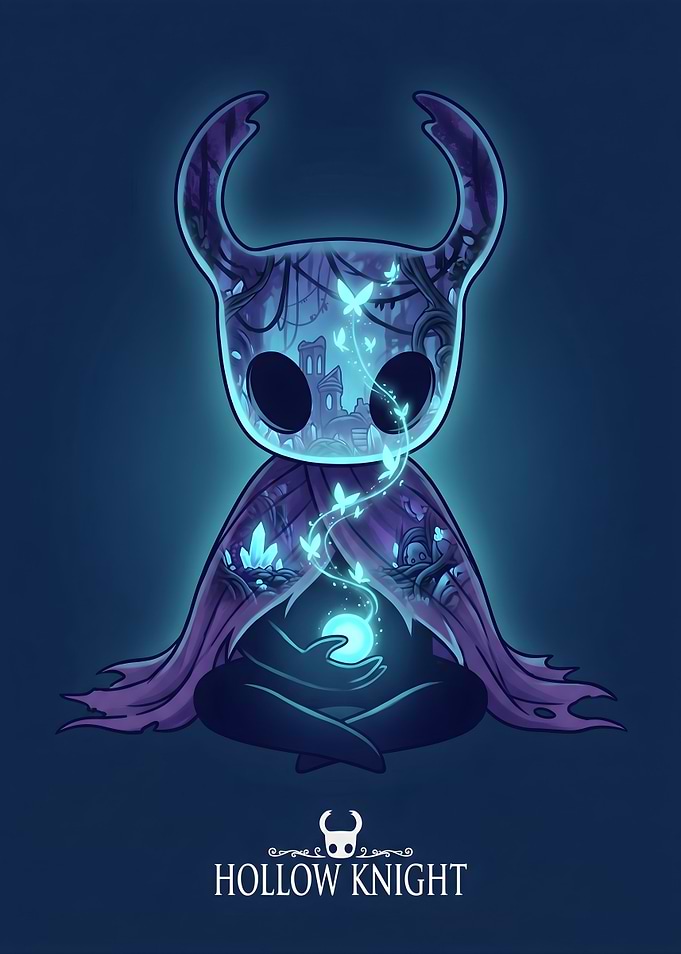 Hollow Knight Character with Glowing Orb