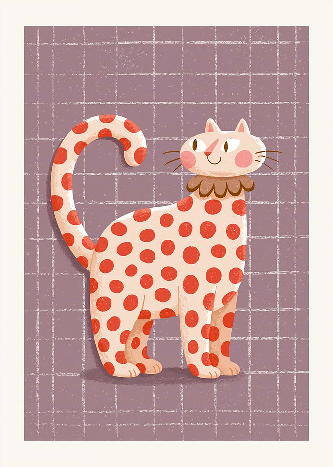 Polka Dot Cat | Kids Room Dopamine Decor