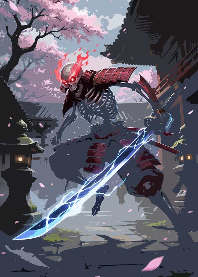 Skeleton Samurai with Electric Sword