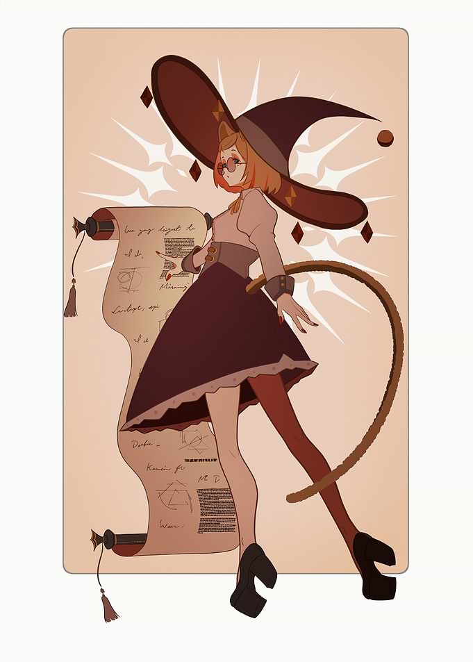Anime Witch with Scroll