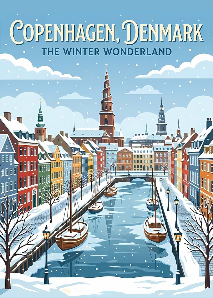 Copenhagen Winter Wonderland Travel Poster