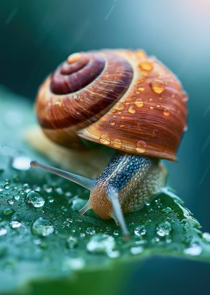 Snail on a Wet Leaf