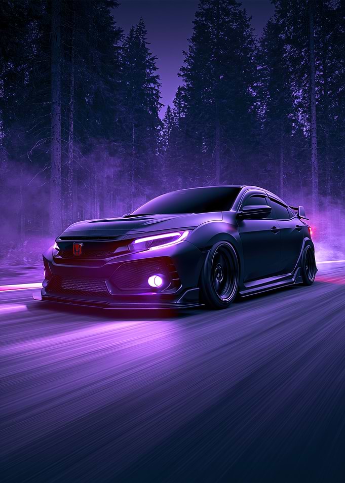 Honda Civic Type R with Purple Neon Lights