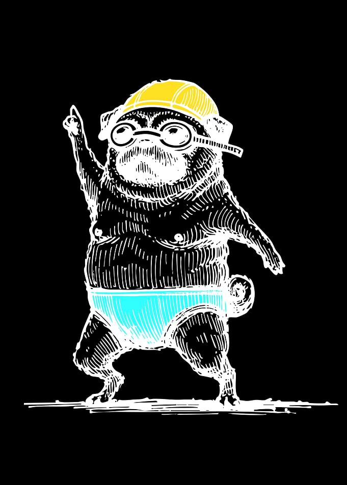 Funny Pug Wearing a Hard Hat