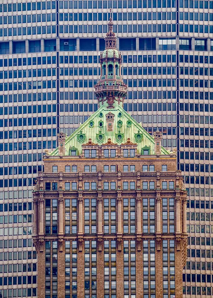 New York Art Deco Skyscraper with Modern Building
