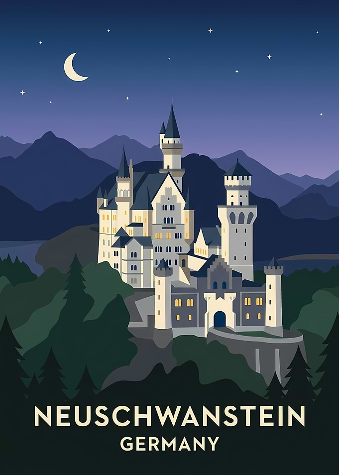 Neuschwanstein Castle at Night