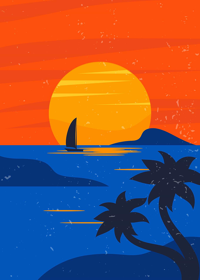 Sunset Sailboat Tropical Beach