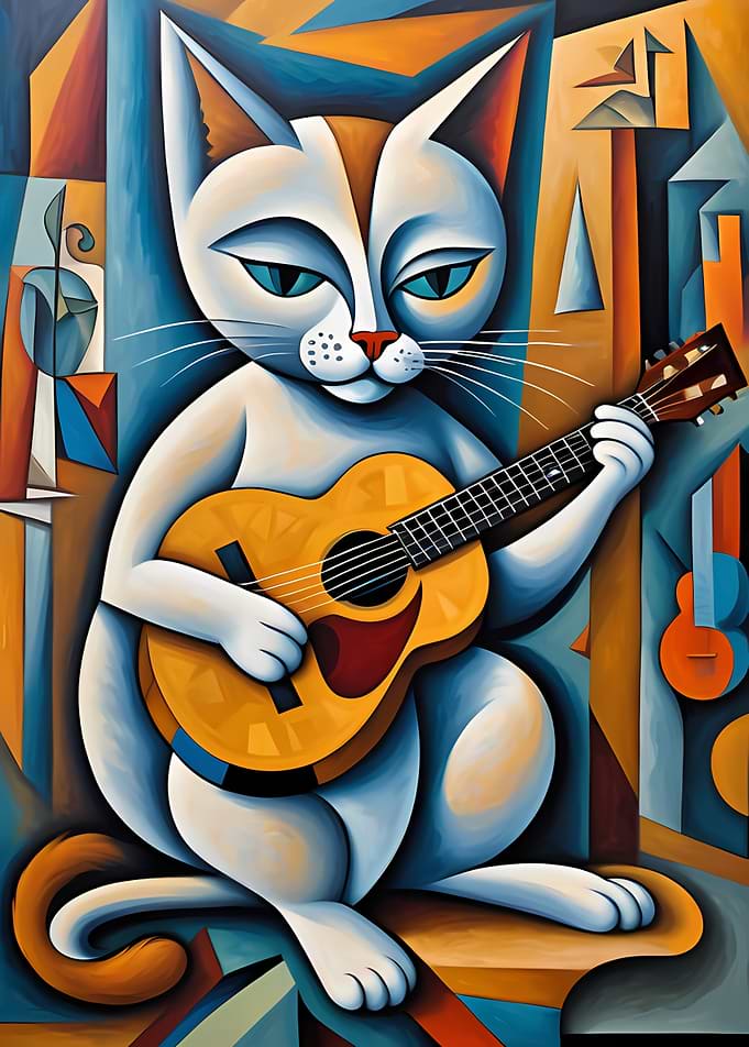 The Cubist Cat Guitarist