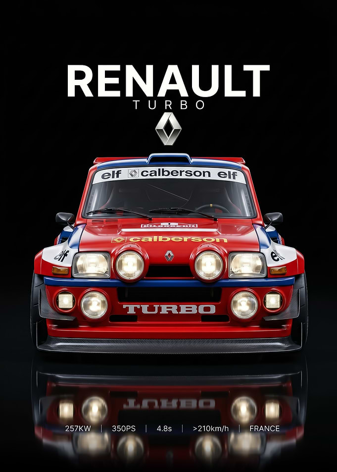 iconic Renault Turbo Rally Car poster
