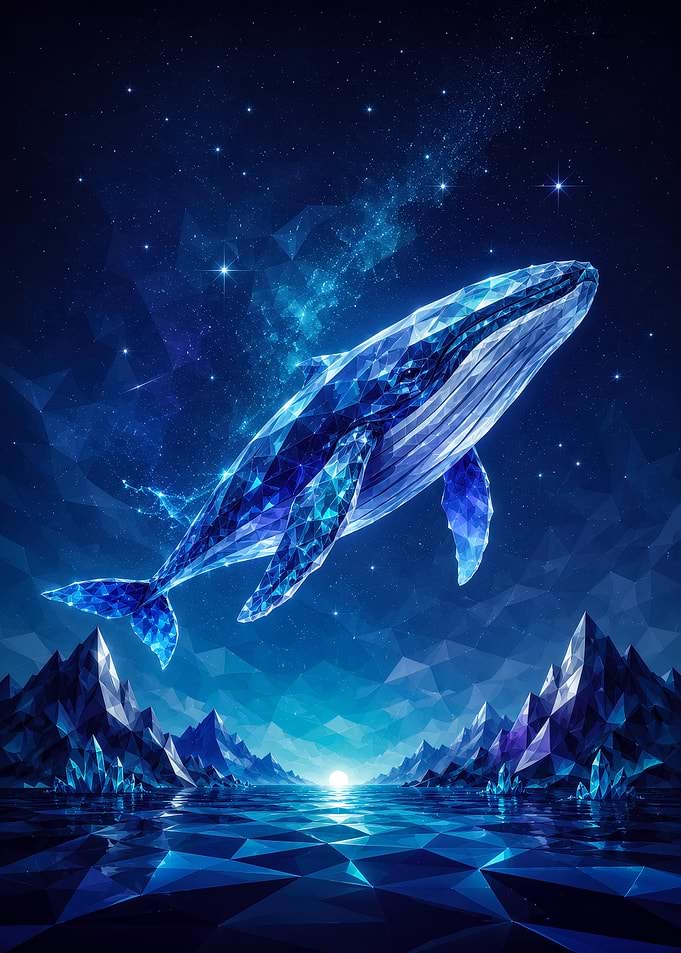 Crystal Whale in a Starry Sky