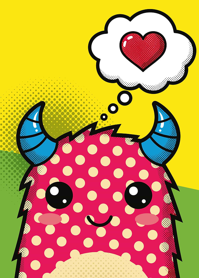 Cute Monster Thinking of Love