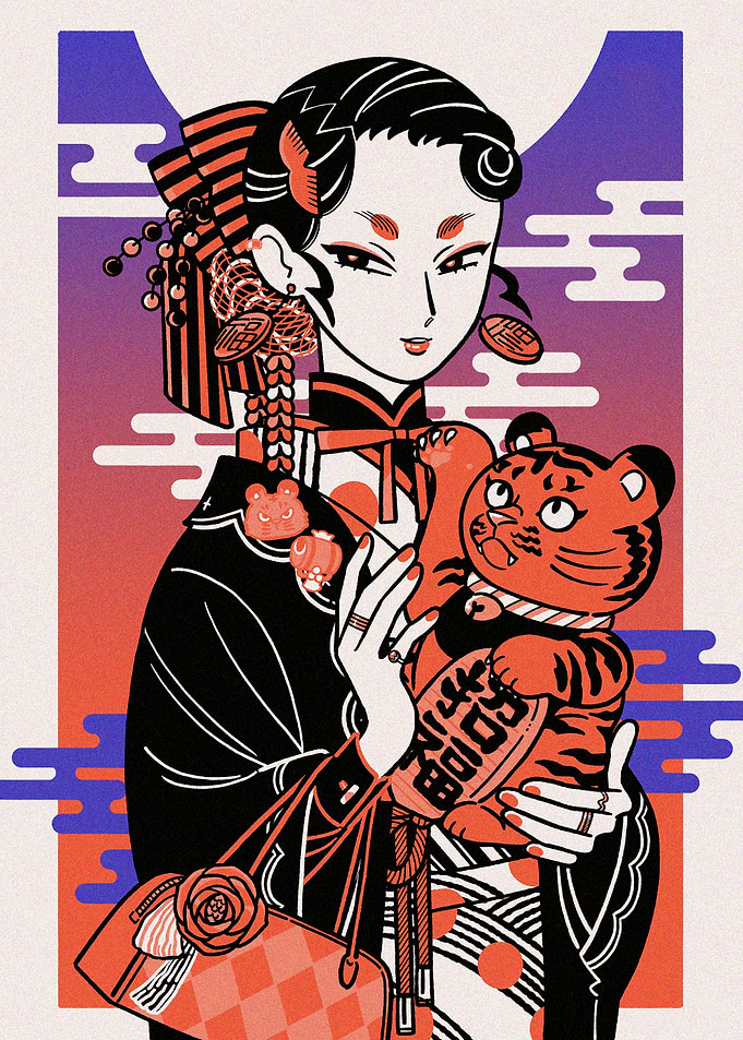 Woman Holding a Tiger Plush