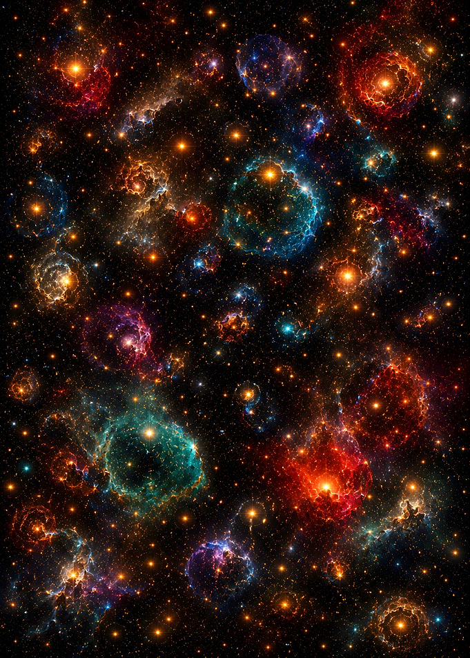 Vibrant Cosmic Nebulae and Stars