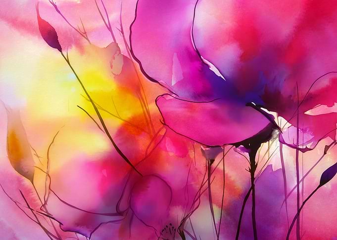 Vibrant Watercolor Floral Abstract