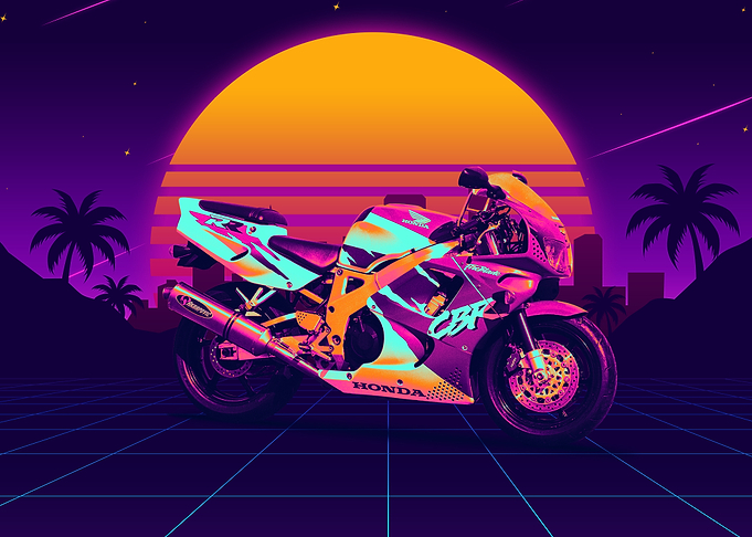Retro Motorcycle Sunset