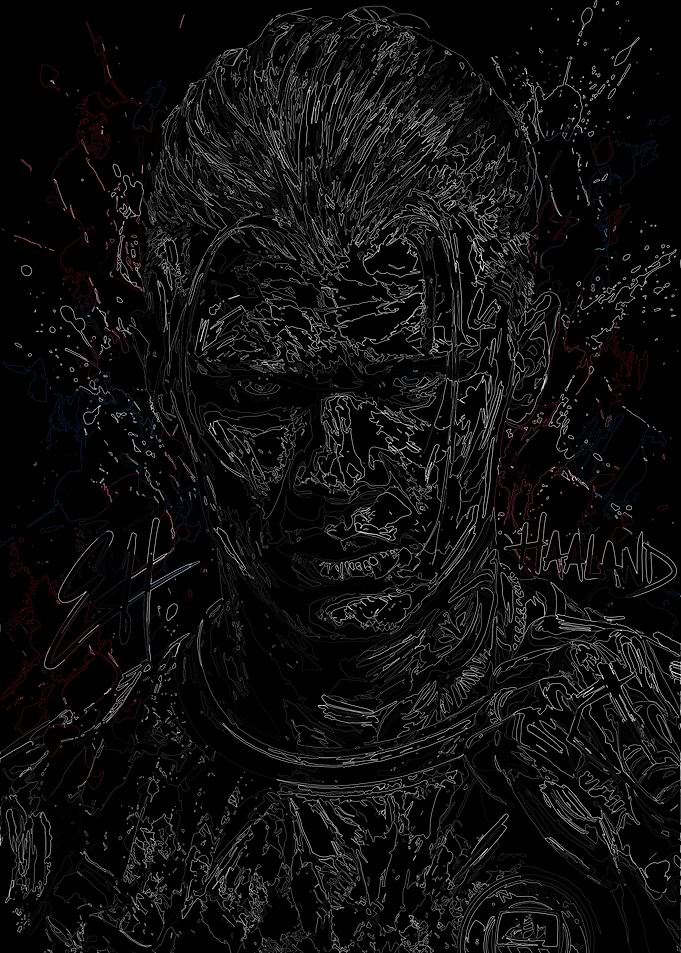 Erling Haaland Sketch with Splatter