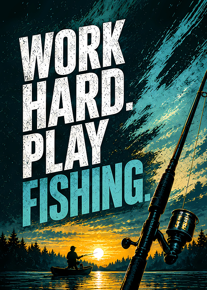 Work Hard Play Fishing Poster
