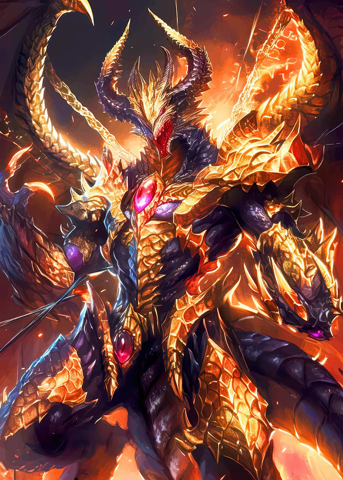 Golden Dragon Warrior with Fiery Aura