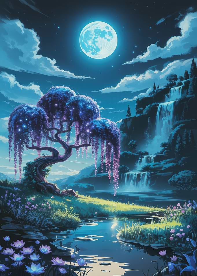 A Mystical Enchanted Night Landscape