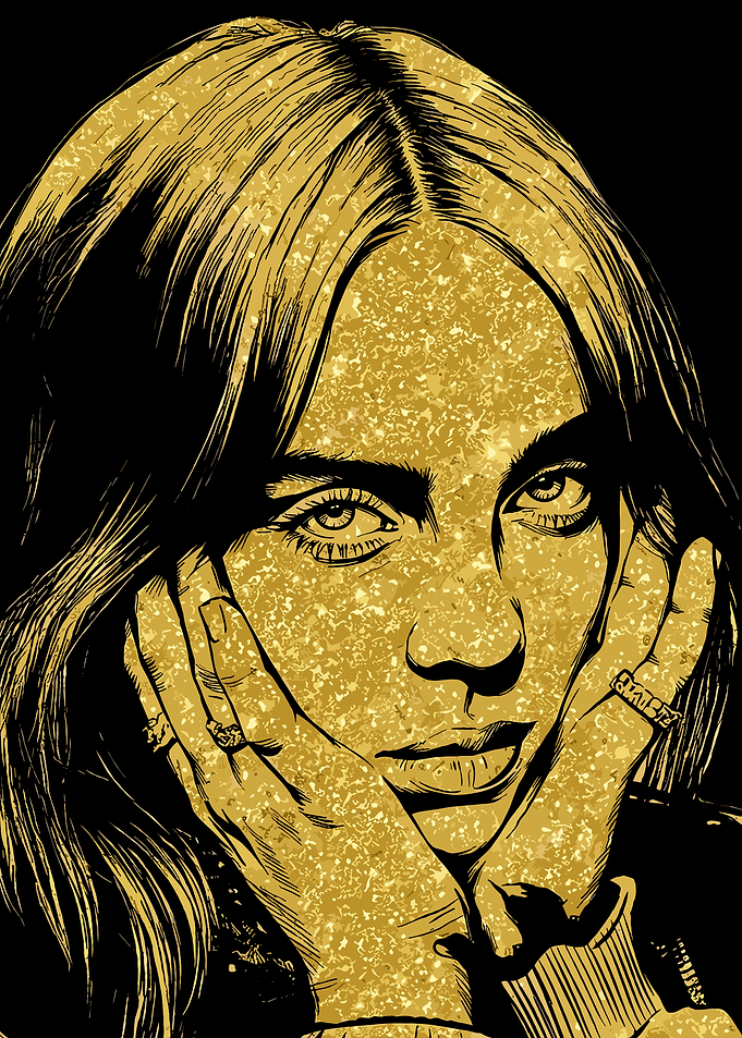 Billie Eilish Gold Glitter Portrait