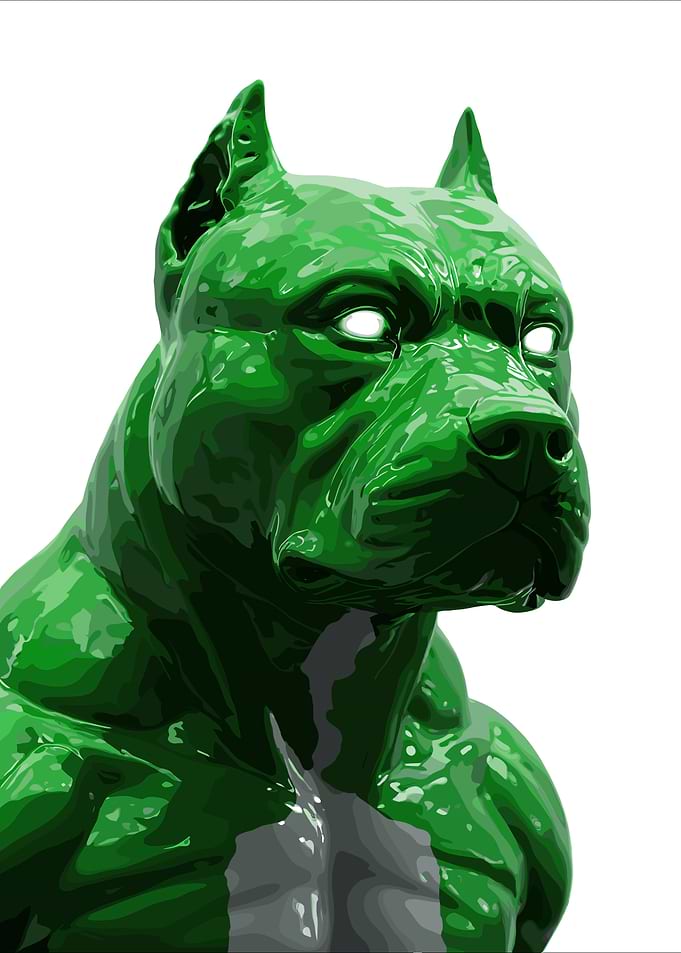 Green Pitbull Dog Sculpture