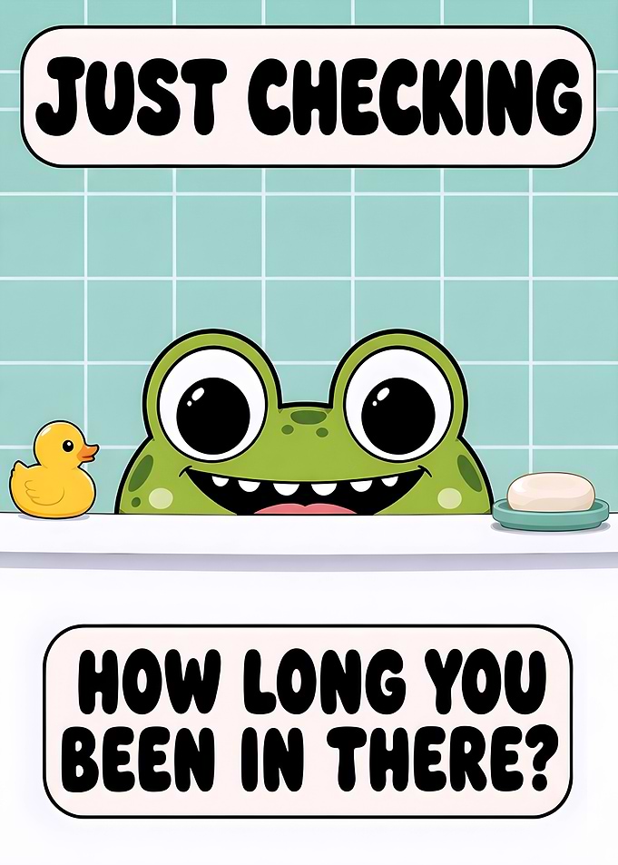Frog checking on bath time