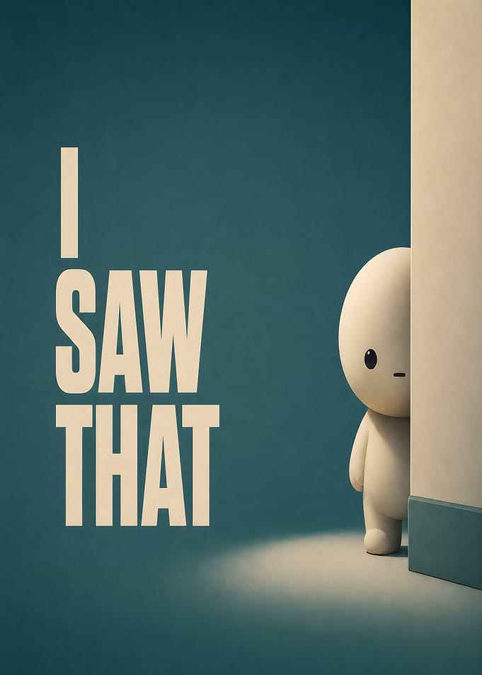 Cute character peeking from behind a wall