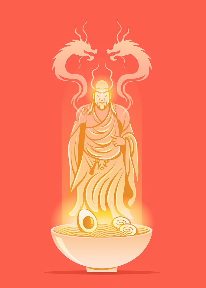 Ramen God with Dragons and Egg
