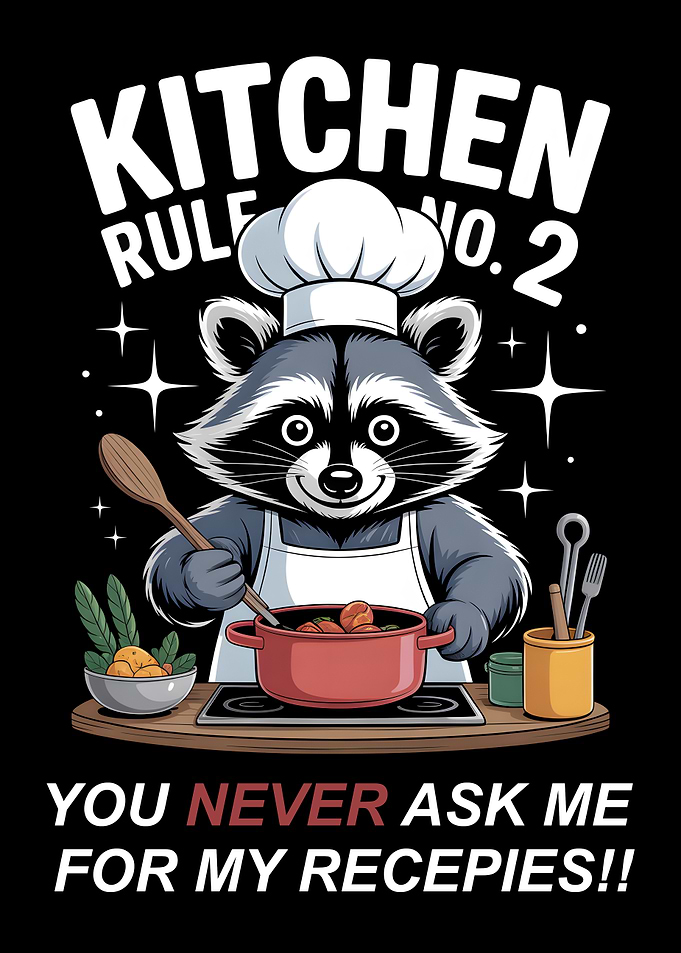 Funny Raccoon Chef with Kitchen Rules