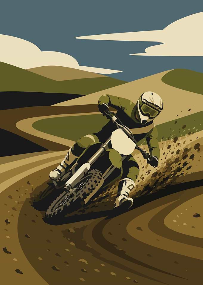 Motocross Rider on a Dirt Track