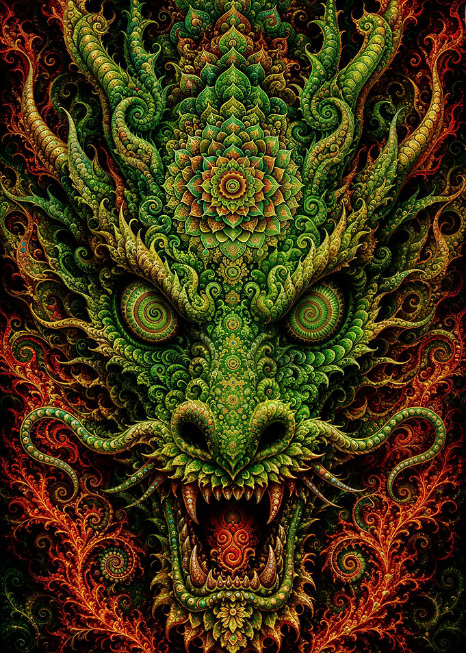 Chinese Mandala Dragon - Hypnotic Eyes