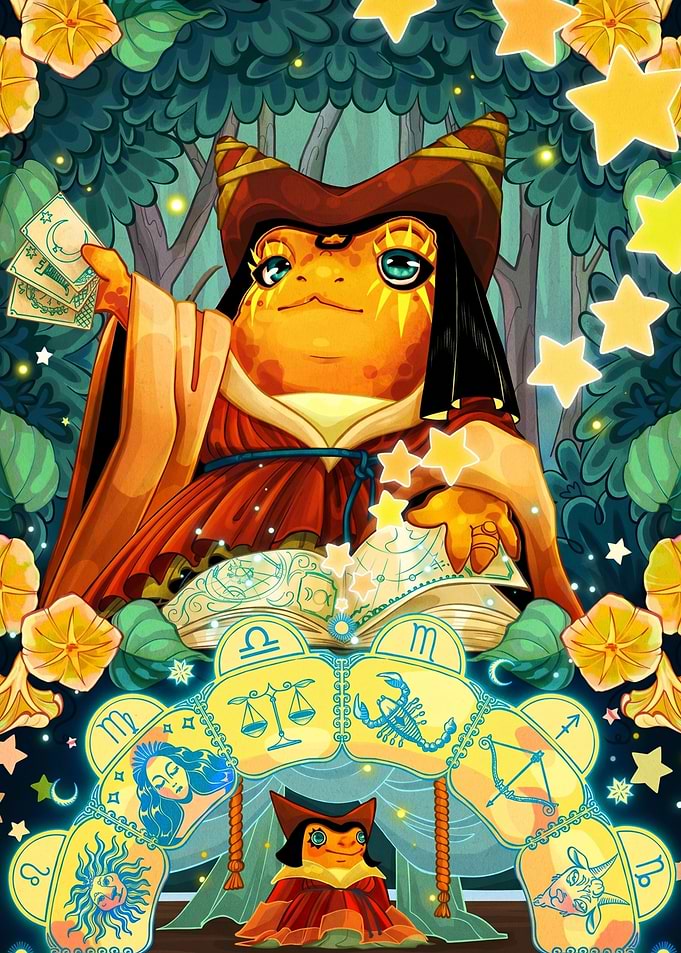 Frog Fortune Teller with Zodiac