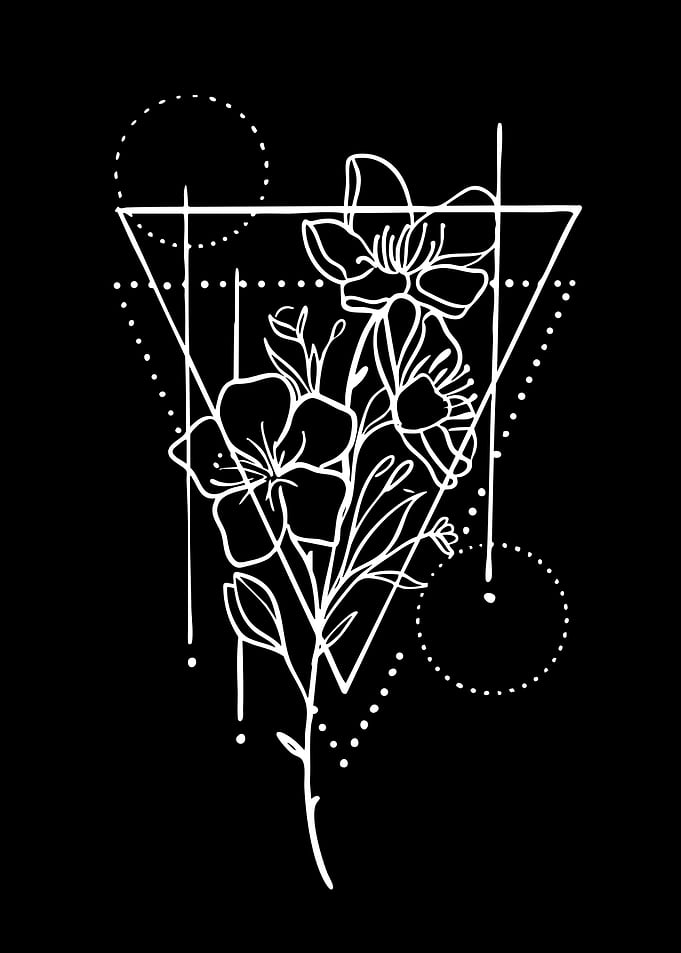 Geometric Floral Line Art