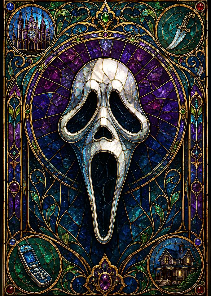 Scream Ghostface Stained Glass Art