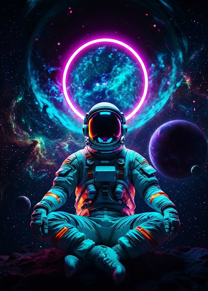 Astronaut Meditating in Space
