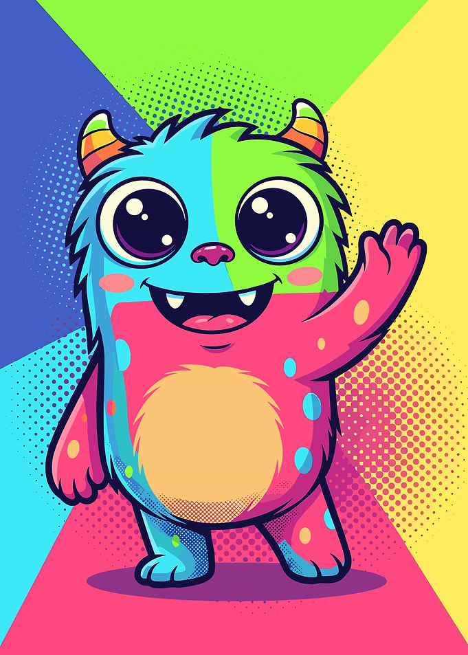 Cute Colorful Monster Waving