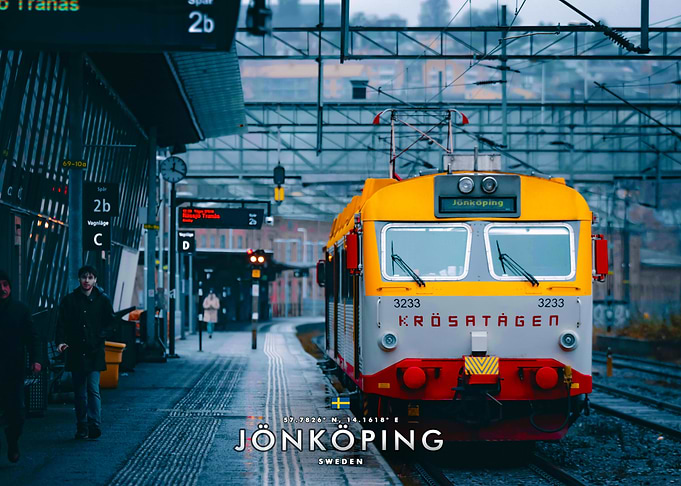 Jönköping Train Station with Train