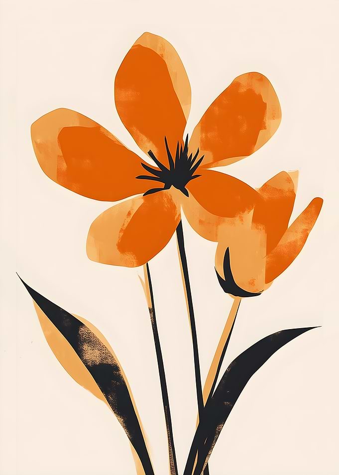 Abstract Orange Flowers