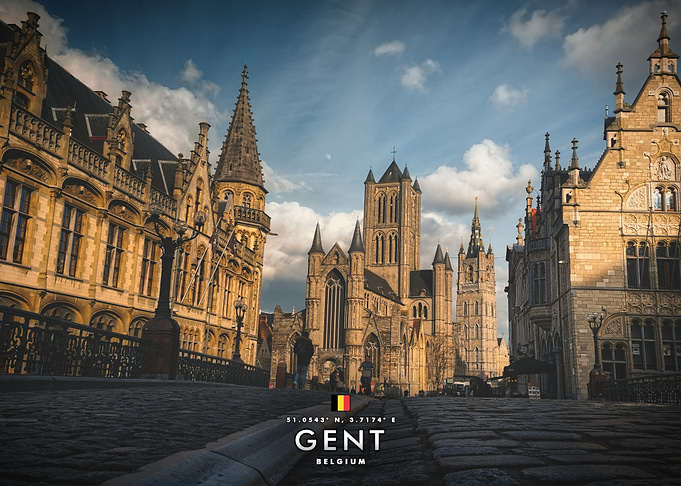Ghent Cityscape with Cathedral