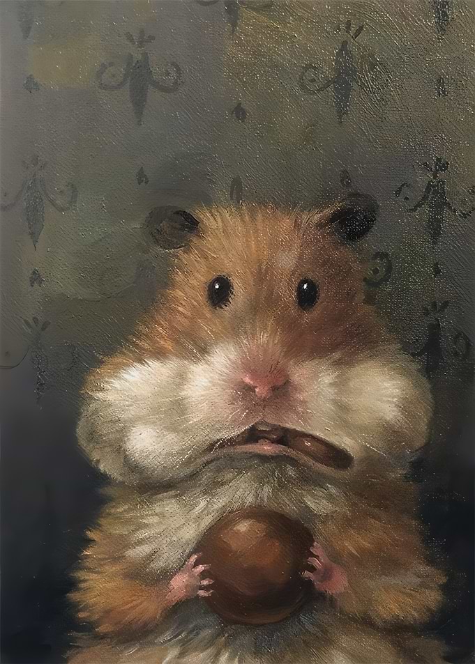 Worried Hamster Holding a Nut