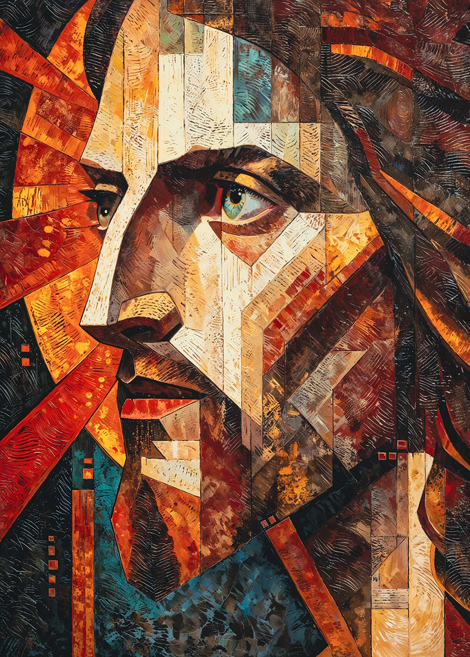 Geometric Mosaic Jesus Portrait Painting