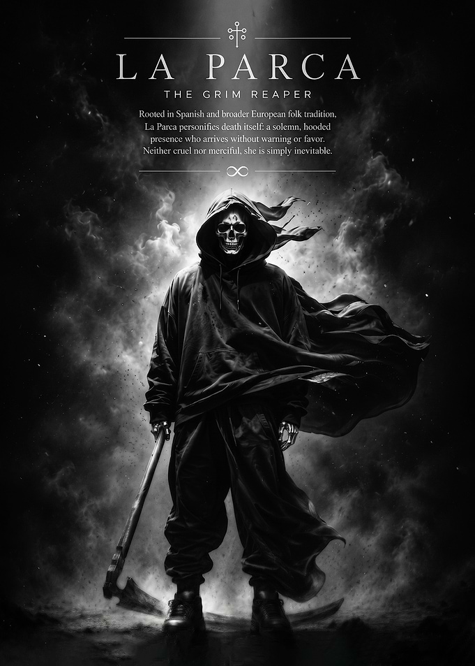 La Parca The Grim Reaper Hooded Skeleton Figure