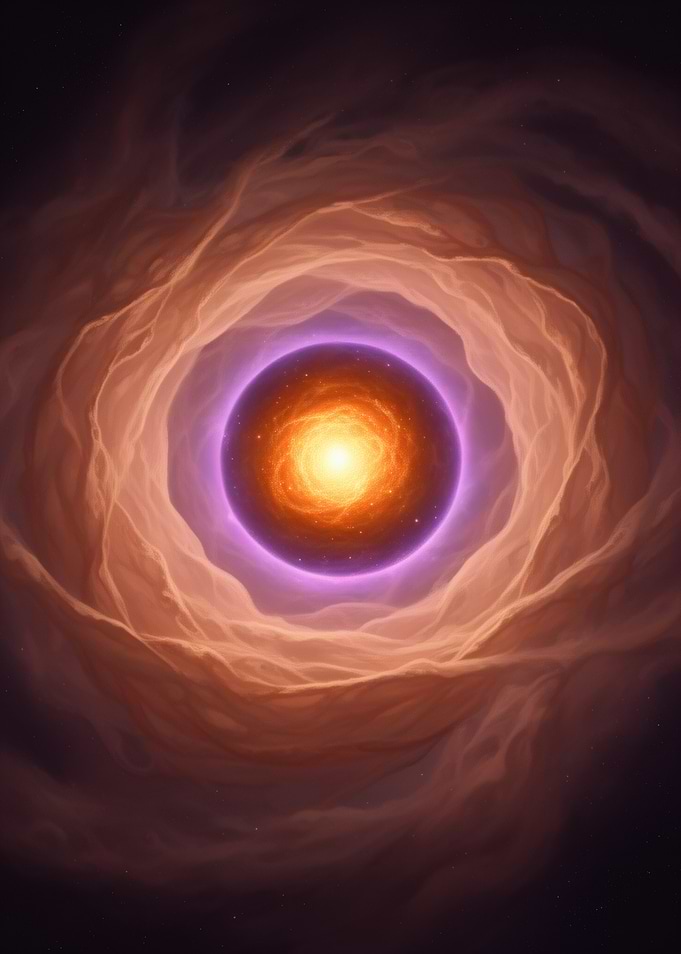Cosmic Nebula with Glowing Core