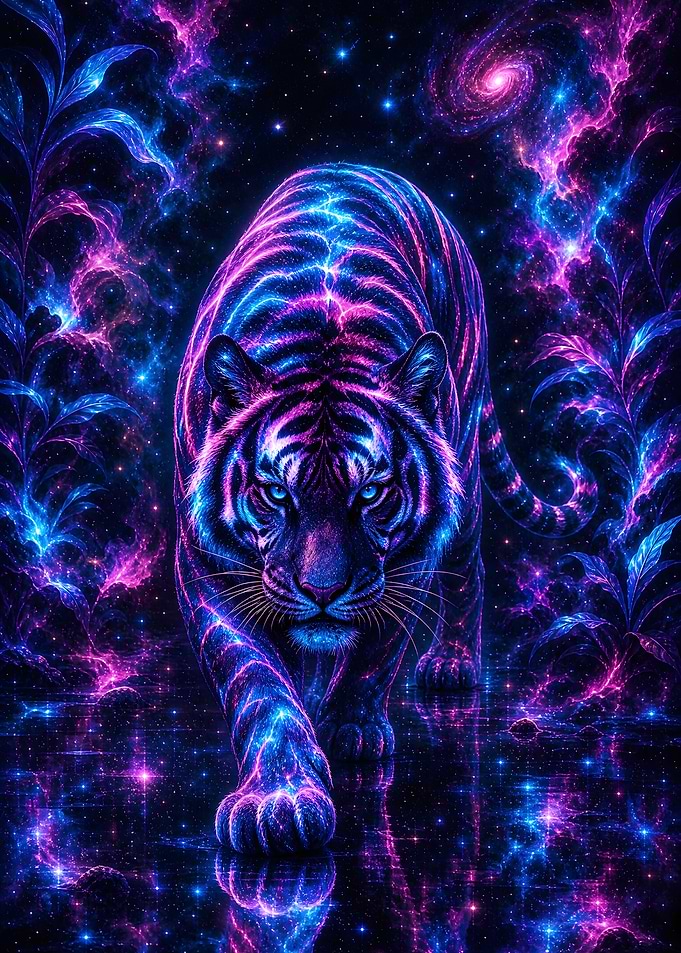 Cosmic Tiger in Nebula