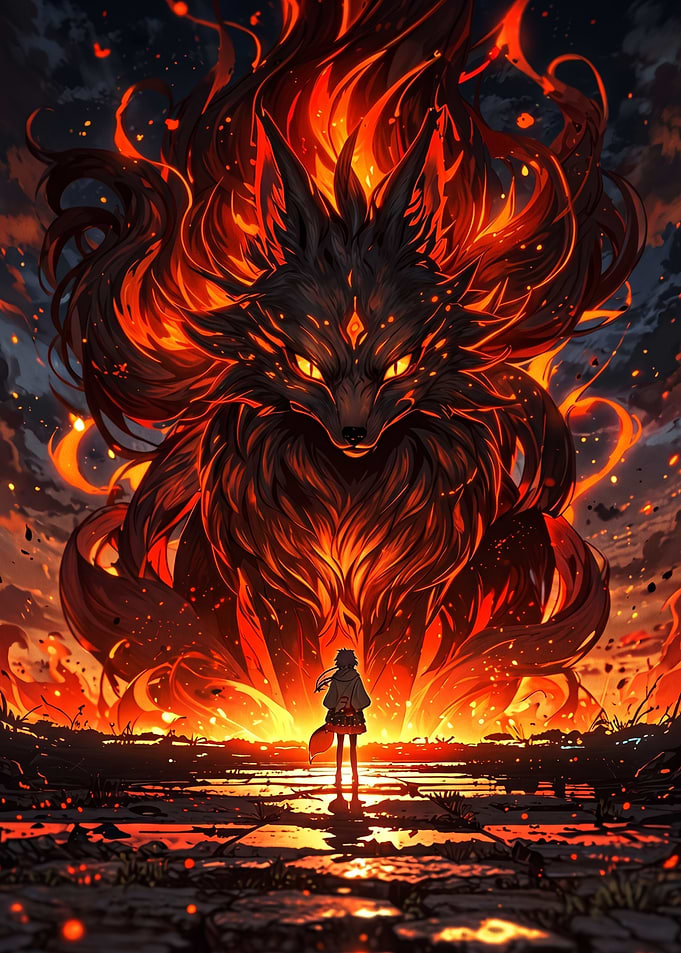 Fiery Fox Spirit and Human