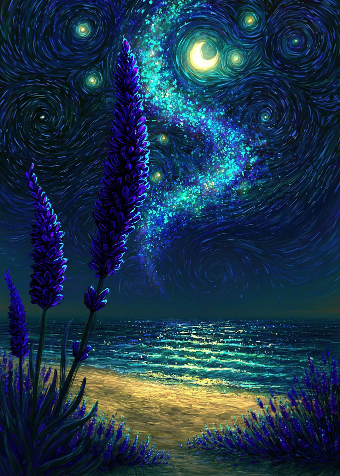 Starry Night Lavender Beach
