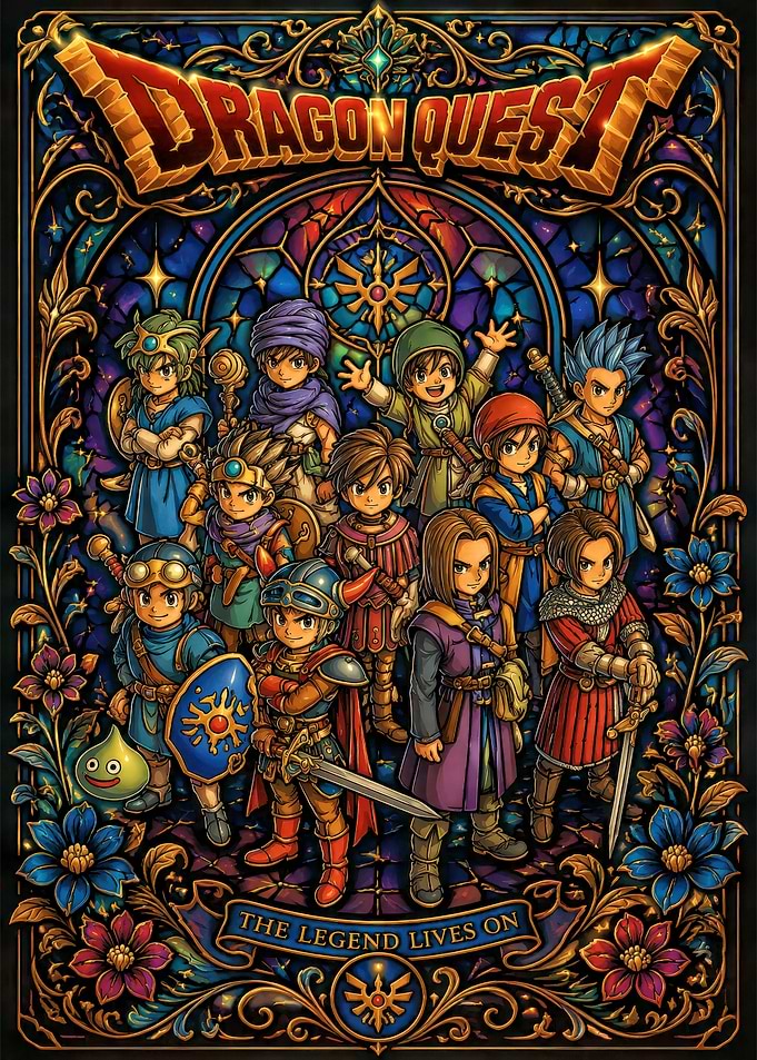 Dragon Quest Stained Glass Poster