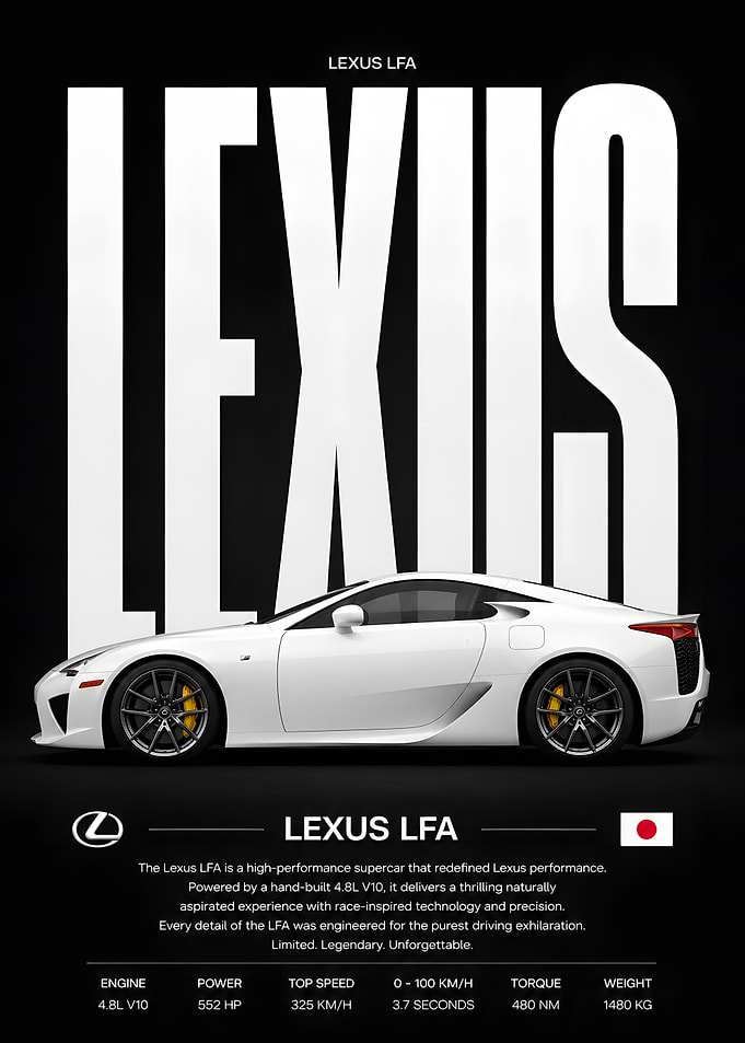 Lexus LFA Supercar Poster