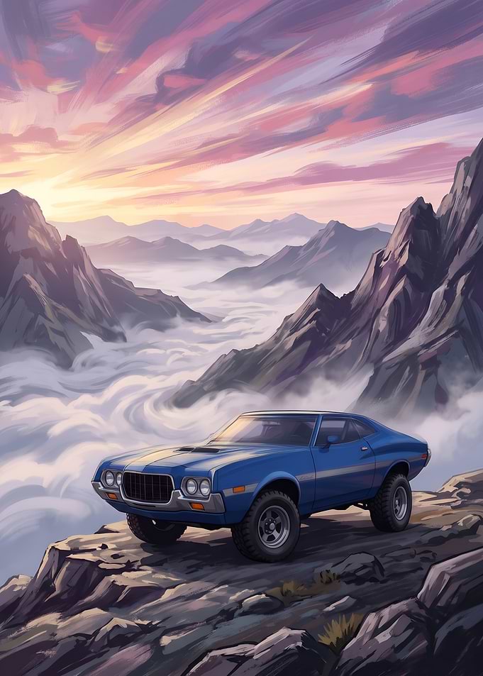 Classic Offroad Muscle Car Mountain Sunset