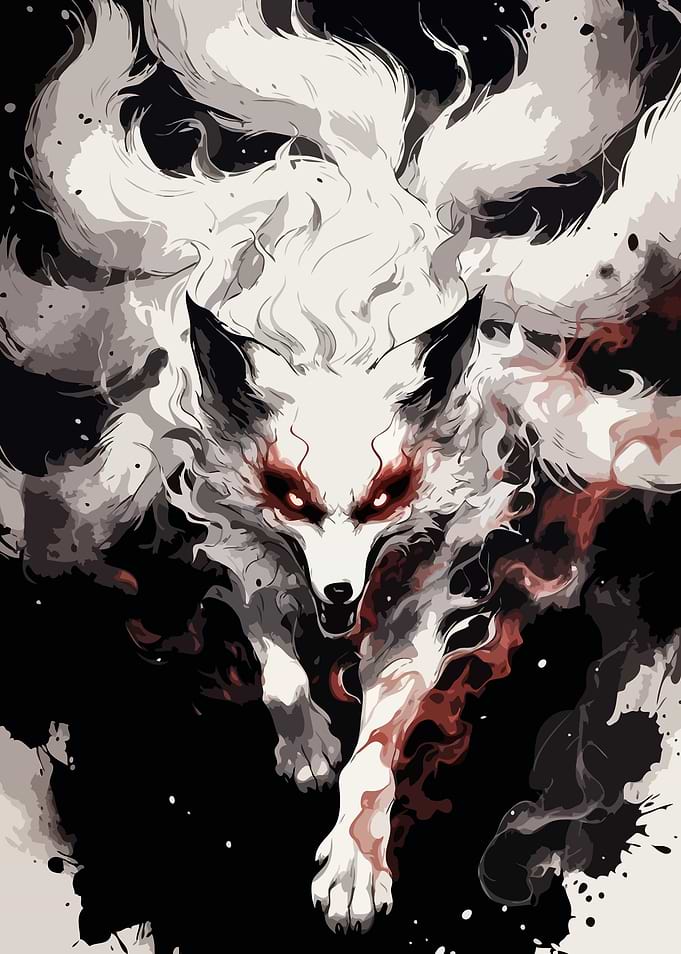 Nine-Tailed Fox Spirit Ink Wash